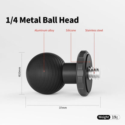 aMagisn Metal Arm Clamp Magnetic Base with 1/4-inch Ball Head For Insta360, DJI, GoPro Cameras(Black) - Holder by aMagisn | Online Shopping UK | buy2fix