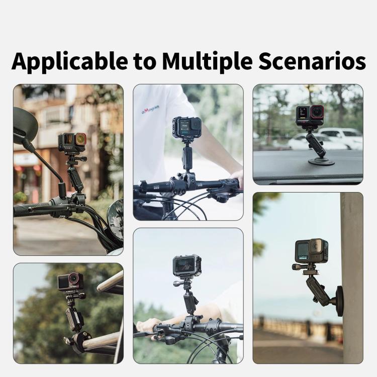 aMagisn Metal Arm Clamp Magnetic Base with 1/4-inch Ball Head For Insta360, DJI, GoPro Cameras(Black) - Holder by aMagisn | Online Shopping UK | buy2fix