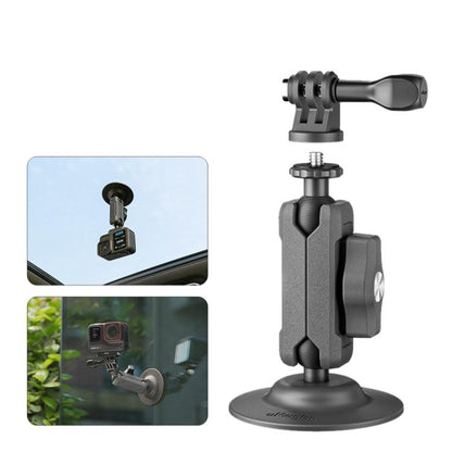aMagisn Metal Arm Clamp Mount Adhesive Base with 1/4-inch Joint Ball For Insta360, DJI, GoPro Cameras(Black) - Holder by aMagisn | Online Shopping UK | buy2fix