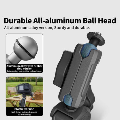 aMagisn Metal Arm Clamp Mount Adhesive Base with 1/4-inch Joint Ball For Insta360, DJI, GoPro Cameras(Black) - Holder by aMagisn | Online Shopping UK | buy2fix