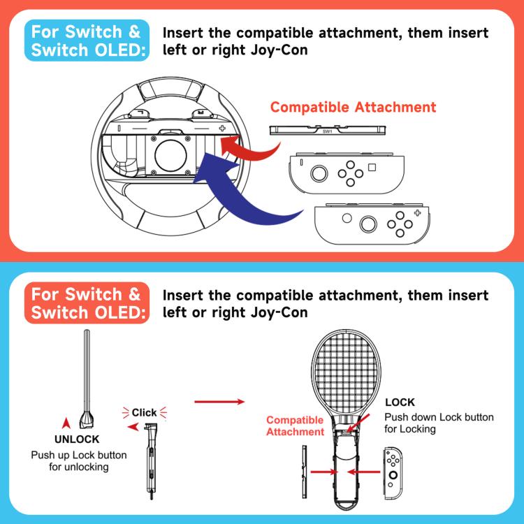 10-in-1 Motion Sports Bundle for Nintendo Switch 2/Switch Tennis Racket, Golf Club, Fencing, Racing Wheel & Multi-Game Accessories - Others by buy2fix | Online Shopping UK | buy2fix