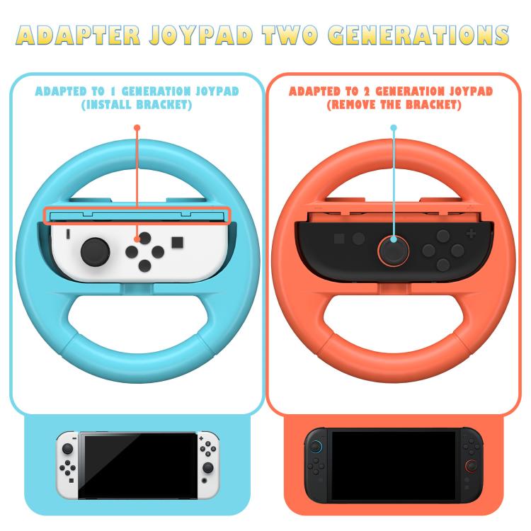 2pcs /Pack Steering Wheel Grip for Nintendo Switch 2/Switch Joy-Con Controllers(Orange Blue) - Others by buy2fix | Online Shopping UK | buy2fix
