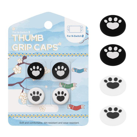 For Nintendo Switch 2 Joy-Con 2pairs Claw-Print Silicone Thumb Grip Caps Button Covers(Black White) - Others by buy2fix | Online Shopping UK | buy2fix