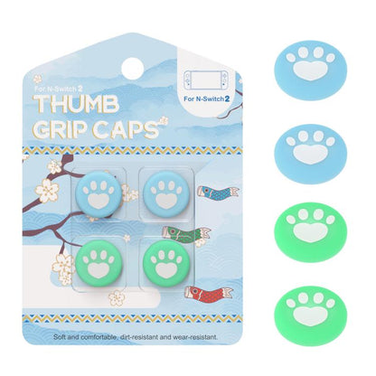 For Nintendo Switch 2 Joy-Con 2pairs Claw-Print Silicone Thumb Grip Caps Button Covers(White Blue Green) - Others by buy2fix | Online Shopping UK | buy2fix