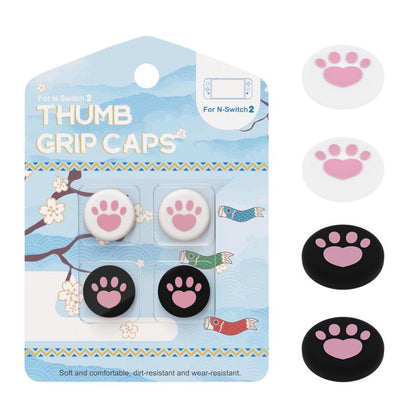 For Nintendo Switch 2 Joy-Con 2pairs Claw-Print Silicone Thumb Grip Caps Button Covers(Black White Pink) - Cases by buy2fix | Online Shopping UK | buy2fix