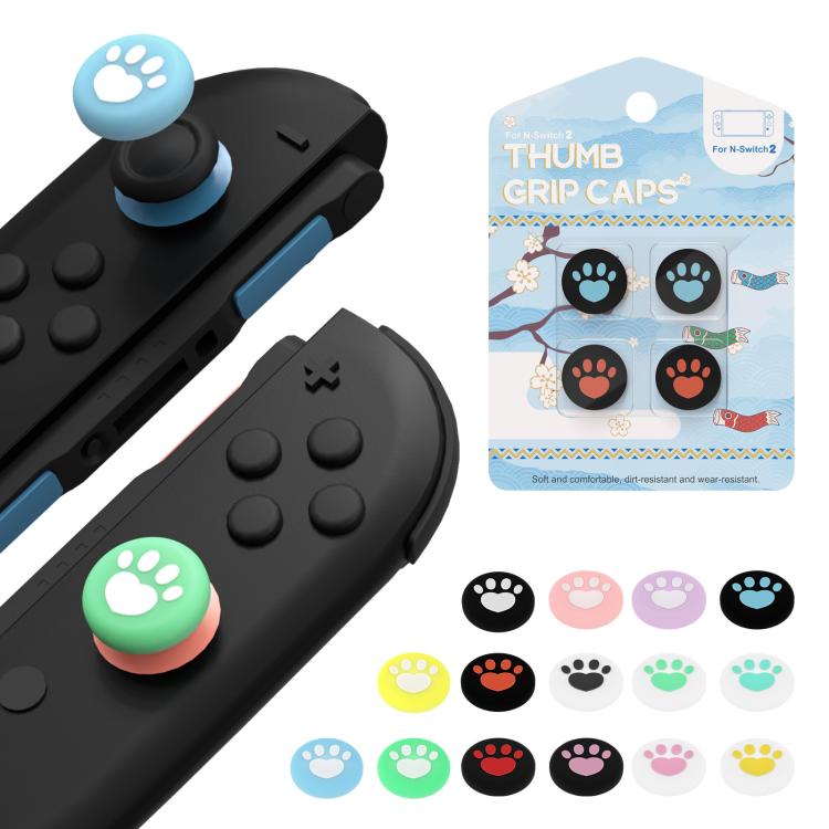 For Nintendo Switch 2 Joy-Con 2pairs Claw-Print Silicone Thumb Grip Caps Button Covers(Black White) - Others by buy2fix | Online Shopping UK | buy2fix