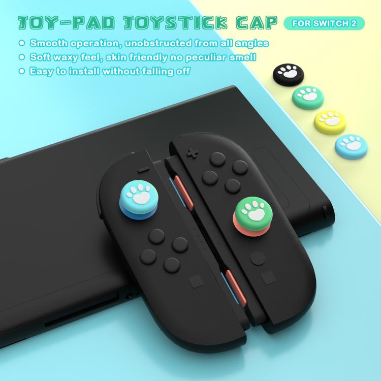 For Nintendo Switch 2 Joy-Con 2pairs Claw-Print Silicone Thumb Grip Caps Button Covers(White Blue Green) - Others by buy2fix | Online Shopping UK | buy2fix