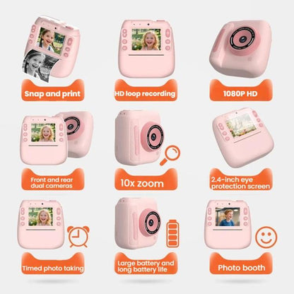 Children Instant Print Digital Camera Dual Front Rear Cameras HD Mini Camera(Pink) - Children Cameras by buy2fix | Online Shopping UK | buy2fix