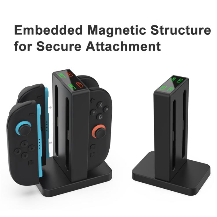 DOBE 4-in-1 Magnetic Charging Station for Nintendo Switch 2 Controllers with LED Indicators & Cartridge Storage - Charger & Power by DOBE | Online Shopping UK | buy2fix