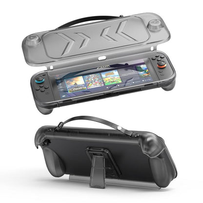 For Nintendo Switch 2 Full-Body Protective Case TPU Base + ABS Cover with Built-in Stand & Carrying Handle(Transparent Black) - Cases by buy2fix | Online Shopping UK | buy2fix