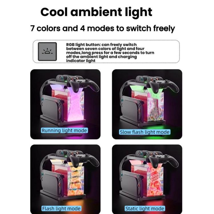 For Nintendo Switch 2 Joy-Con Multi-Functional Holder Charging Station with RGB Lights 25 Game Card Storage - Charger & Power by buy2fix | Online Shopping UK | buy2fix