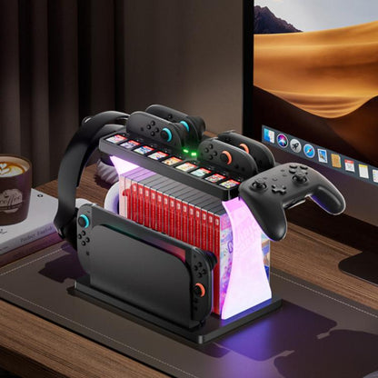 For Nintendo Switch 2 Joy-Con Multi-Functional Holder Charging Station with RGB Lights 25 Game Card Storage - Charger & Power by buy2fix | Online Shopping UK | buy2fix