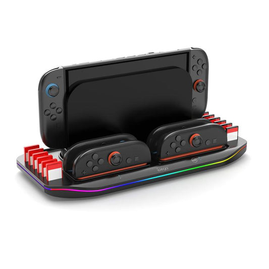 For Nintendo Switch 2 ipega PG-SW2210 Console Joy-Con Controllers Charging Dock, 4 Charging Ports+Touch Control Lighting Effects+12 Game Card Slots - Charger & Power by ipega | Online Shopping UK | buy2fix