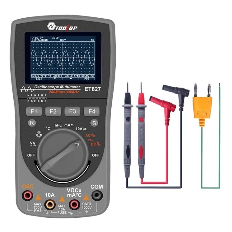 TOOLTOP ET827 Oscilloscope Multimeter 200Msps Sampling Rate 40MHz Oscilloscope + Multimeter 2 In 1 - Digital Multimeter by TOOLTOP | Online Shopping UK | buy2fix