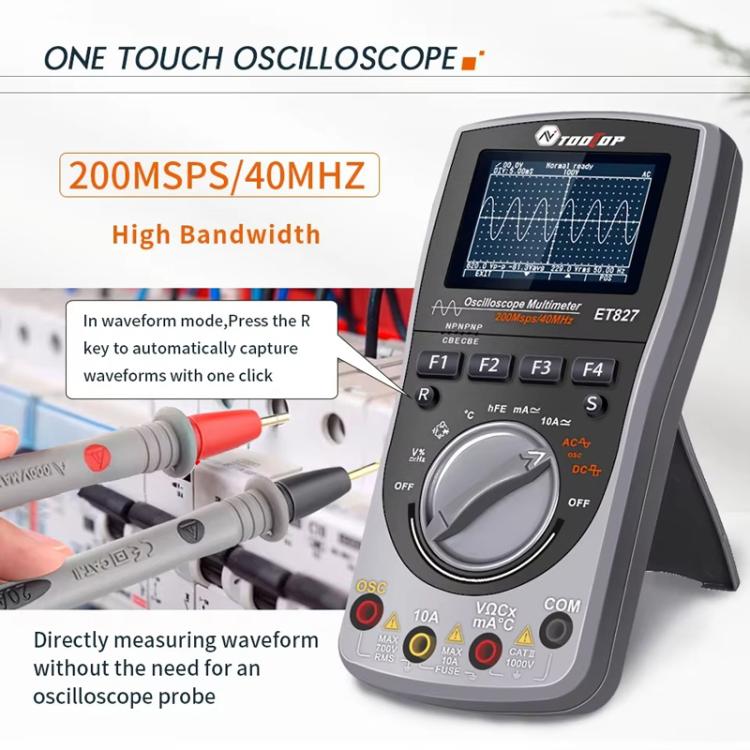 TOOLTOP ET827 Oscilloscope Multimeter 200Msps Sampling Rate 40MHz Oscilloscope + Multimeter 2 In 1 - Digital Multimeter by TOOLTOP | Online Shopping UK | buy2fix