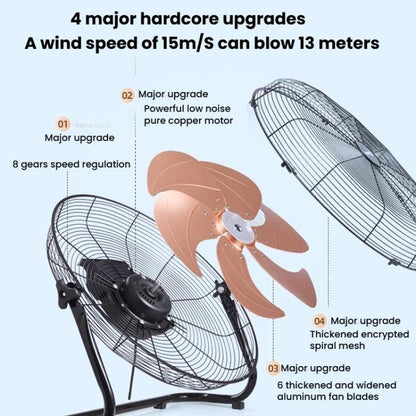 12 inch 4 Gears 5 Blades Powerful High Power Floor Fan Industrial Electric Fan, CN Plug - Electric Fans by buy2fix | Online Shopping UK | buy2fix