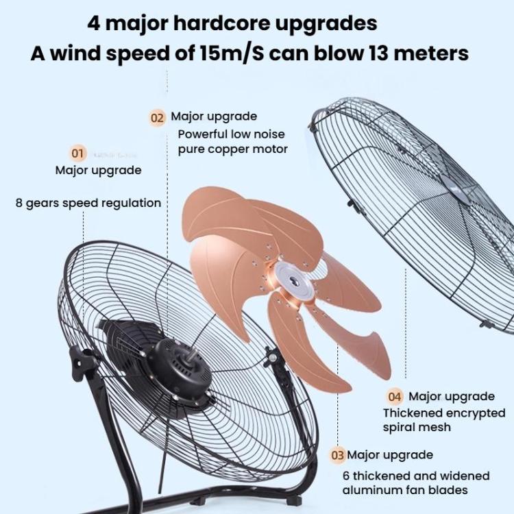 20 inch 8 Gears 6 Blades Powerful High Power Floor Fan Industrial Electric Fan, CN Plug - Electric Fans by buy2fix | Online Shopping UK | buy2fix