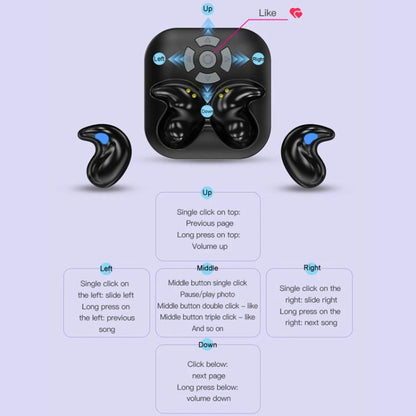 Bluetooth Sleep Earphones Video Like Remote Control E-book Page Turner(Black) - Bluetooth Earphone by buy2fix | Online Shopping UK | buy2fix