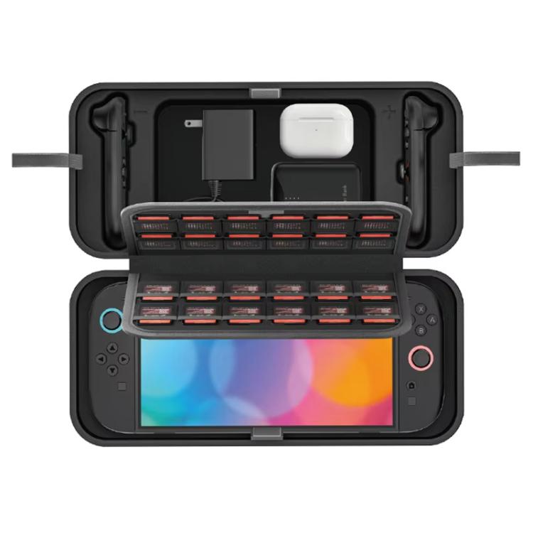 For Nintendo Switch 2 OIVO  Large-Capacity EVA Carrying Case With Built-In Stand, 24 Game Card Slots(Black Red) - Bags by OIVO | Online Shopping UK | buy2fix