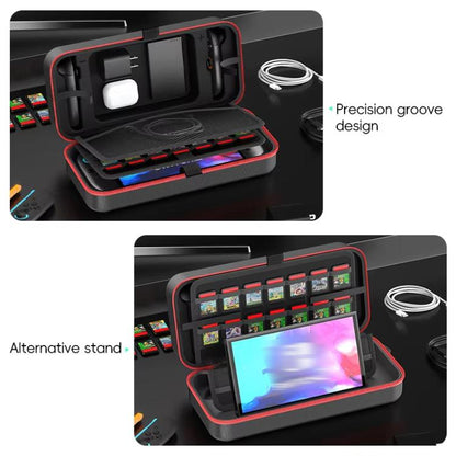 For Nintendo Switch 2 OIVO  Large-Capacity EVA Carrying Case With Built-In Stand, 24 Game Card Slots(Black Red) - Bags by OIVO | Online Shopping UK | buy2fix