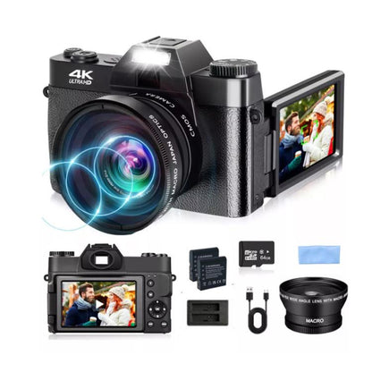 R10 4K HD 75MP Retro Mirrorless Camera 16x Zoom WiFi Digital Camera With 3-Inch Flip Screen 64G - Video Cameras by buy2fix | Online Shopping UK | buy2fix