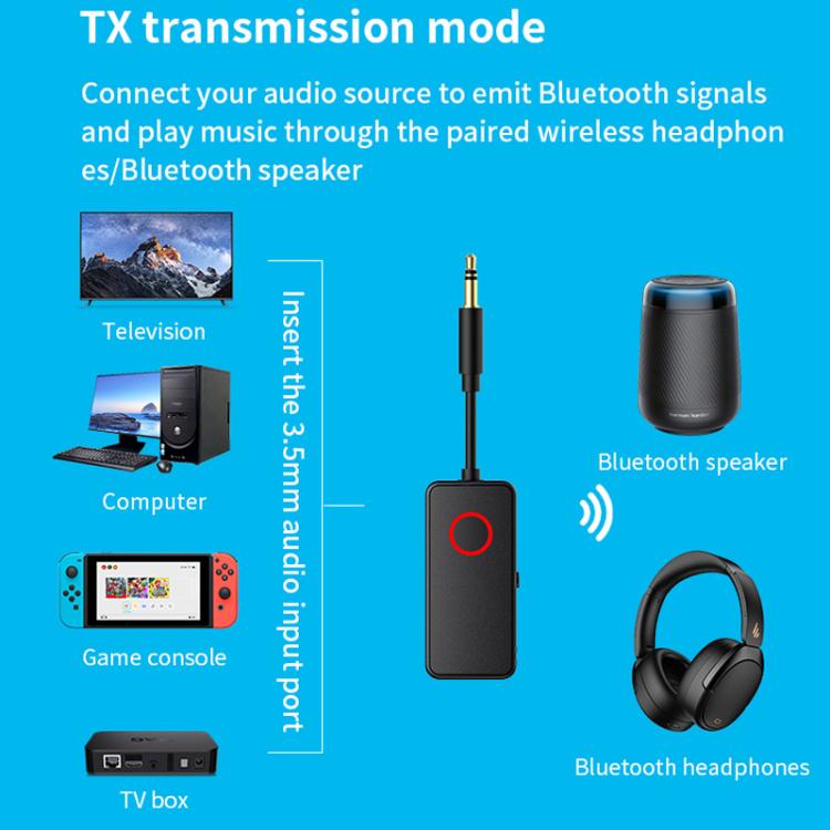 2-In-1 Bluetooth 5.4 Audio Adapter Transmitter/Receiver 3.5mm AUX For Car/TV/Headphones - Audio Receiver Transmitter by buy2fix | Online Shopping UK | buy2fix