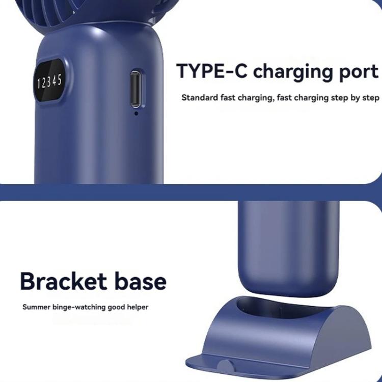 5-speed Wind Speed Handheld USB Charging Small Fan With Desktop Stand(Dark Blue) - Electric Fans by buy2fix | Online Shopping UK | buy2fix