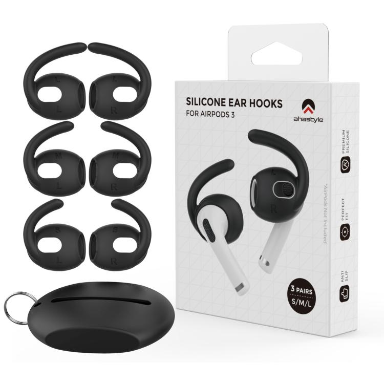 For AirPods 3 AhaStyle PT60-3 3pairs S+M+L Earphone Silicone Soft Ear Covers(Black) - Anti-dust & Ear Caps by AhaStyle | Online Shopping UK | buy2fix