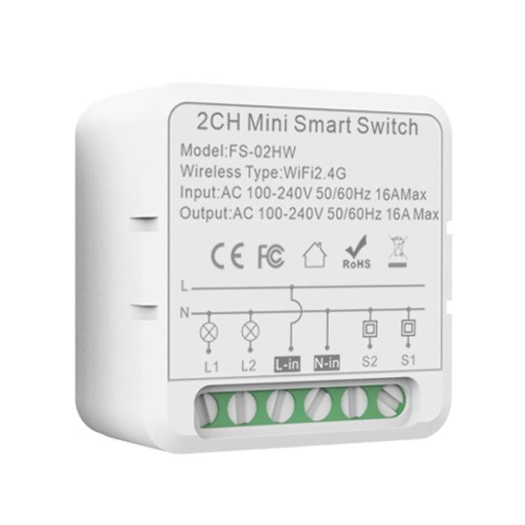 FS-02HW 2CH WiFi+Bluetooth 16A Smart Switch Voice Timer Switch For Amazon Alexa / Google Assistant - Smart Switch by buy2fix | Online Shopping UK | buy2fix