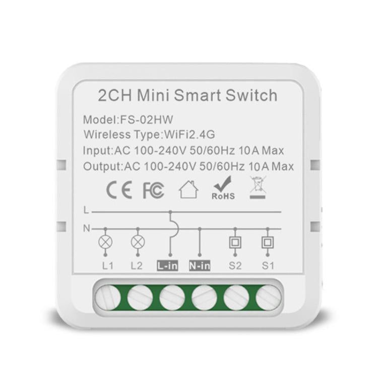FS-02HW 2CH WiFi+Bluetooth 10A Smart Switch Voice Timer Switch For Amazon Alexa / Google Assistant - Smart Switch by buy2fix | Online Shopping UK | buy2fix
