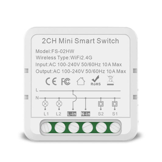 FS-02HW 2CH WiFi+Bluetooth 10A Smart Switch Voice Timer Switch For Amazon Alexa / Google Assistant - Smart Switch by buy2fix | Online Shopping UK | buy2fix