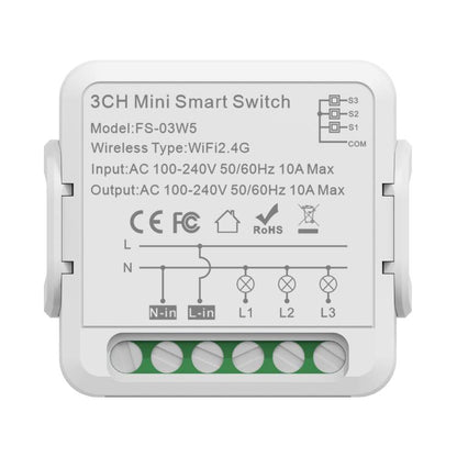 FS-03W5 3CH WiFi+Bluetooth 10A Smart Switch Voice Timer Switch For Amazon Alexa / Google Assistant - Smart Switch by buy2fix | Online Shopping UK | buy2fix