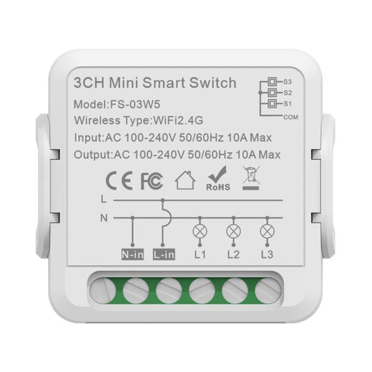 FS-03W5 3CH WiFi+Bluetooth 10A Smart Switch Voice Timer Switch For Amazon Alexa / Google Assistant - Smart Switch by buy2fix | Online Shopping UK | buy2fix