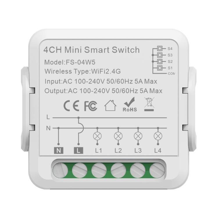 FS-04W5 4CH WiFi+Bluetooth 5A Smart Switch Voice Timer Switch For Amazon Alexa / Google Assistant - Smart Switch by buy2fix | Online Shopping UK | buy2fix
