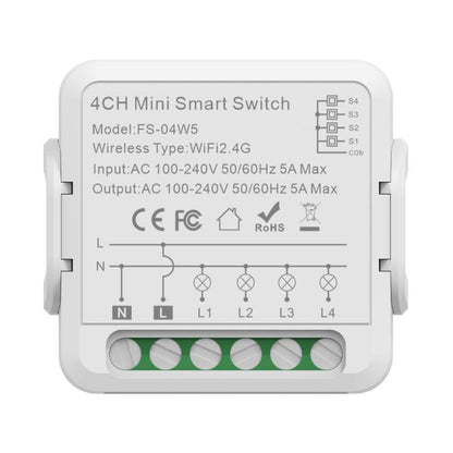 FS-04W5 4CH WiFi+Bluetooth 5A Smart Switch Voice Timer Switch For Amazon Alexa / Google Assistant - Smart Switch by buy2fix | Online Shopping UK | buy2fix
