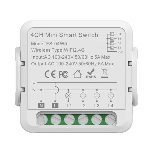 FS-04W5 4CH WiFi+Bluetooth 5A Smart Switch Voice Timer Switch For Amazon Alexa / Google Assistant - Smart Switch by buy2fix | Online Shopping UK | buy2fix