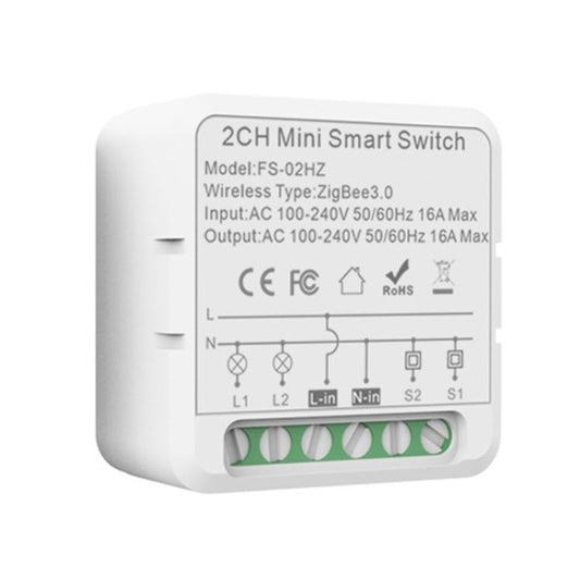FS-02HZ 2CH ZigBee 16A Smart Switch Voice Timer Switch For Amazon Alexa / Google Assistant - Smart Switch by buy2fix | Online Shopping UK | buy2fix