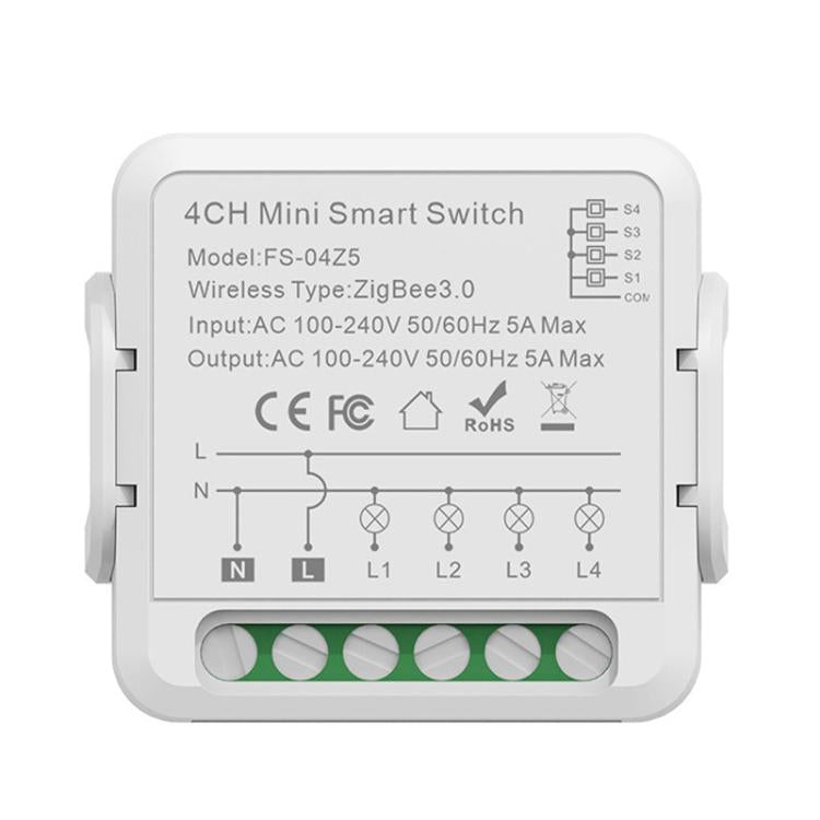 FS-04Z5 4CH ZigBee 5A Smart Switch Voice Timer Switch For Amazon Alexa / Google Assistant - Smart Switch by buy2fix | Online Shopping UK | buy2fix