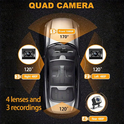 High-Definition 1080P Infrared Night Cision Parking Monitoring Driving Recorder, Specification: 3 Lenses - Car DVRs by buy2fix | Online Shopping UK | buy2fix