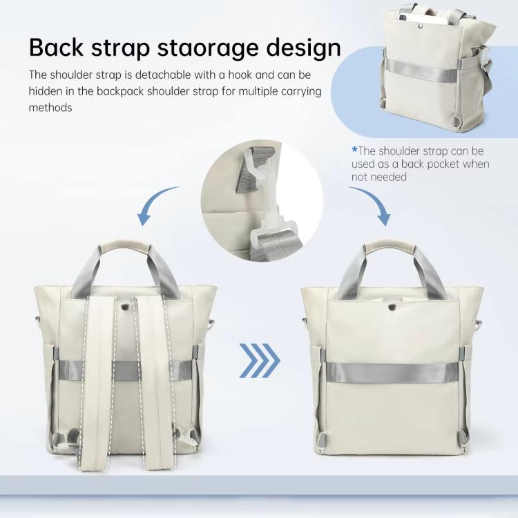Tigernu 3 In 1 Backpack Female Should Bag Large Capacity Lightweight Tote with 14-inch Laptop Compartment(White) - Backpack by Tigernu | Online Shopping UK | buy2fix