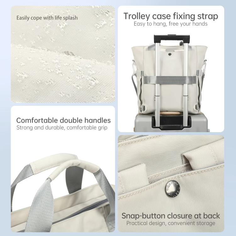 Tigernu 3 In 1 Backpack Female Should Bag Large Capacity Lightweight Tote with 14-inch Laptop Compartment(White) - Backpack by Tigernu | Online Shopping UK | buy2fix