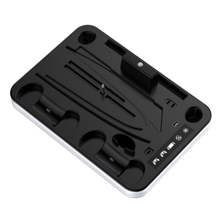 JYS Charging Display Station for PS5/PS5 Slim/PS Portal Dual Controller Dock with Cooling Fan & Headphone Hook(Black White) - Charger & Power by JYS | Online Shopping UK | buy2fix