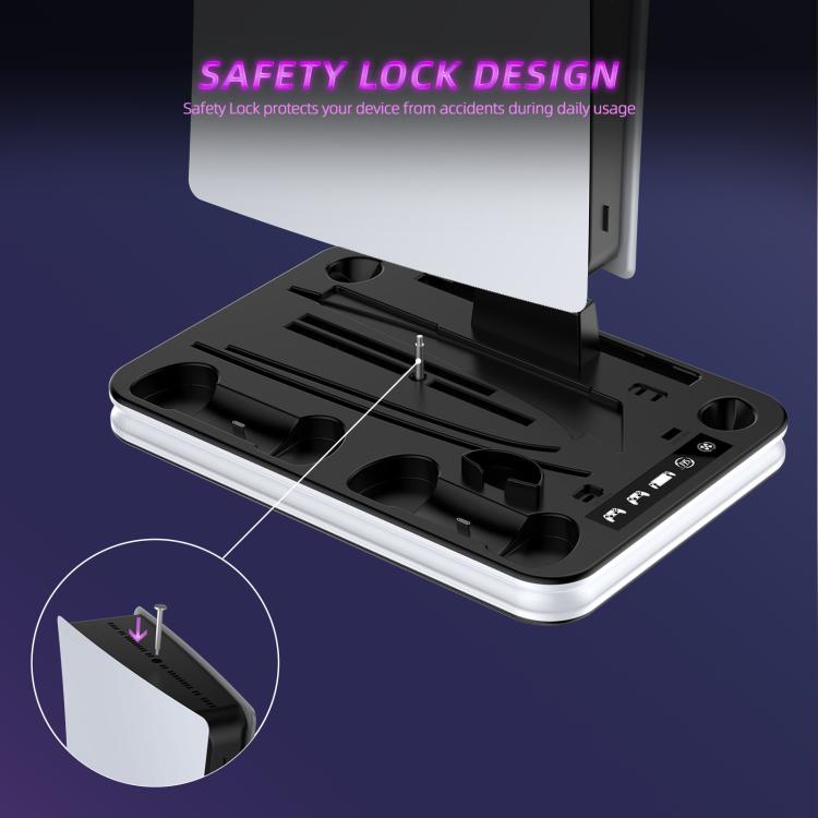 JYS Charging Display Station for PS5/PS5 Slim/PS Portal Dual Controller Dock with Cooling Fan & Headphone Hook(Black White) - Charger & Power by JYS | Online Shopping UK | buy2fix