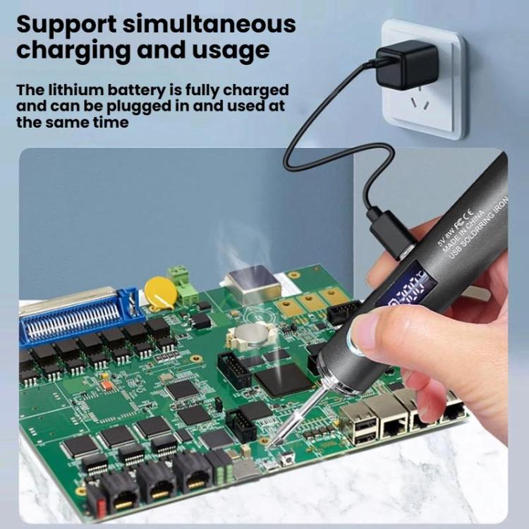 Mini USB Portable Wireless Digital Display Soldering Iron, Specification: Small 850 mAh + Blade + Horseshoe Head - Electric Soldering Iron by buy2fix | Online Shopping UK | buy2fix