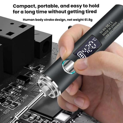 Mini USB Portable Wireless Digital Display Soldering Iron, Specification: Small 850 mAh + Blade + Horseshoe Head - Electric Soldering Iron by buy2fix | Online Shopping UK | buy2fix