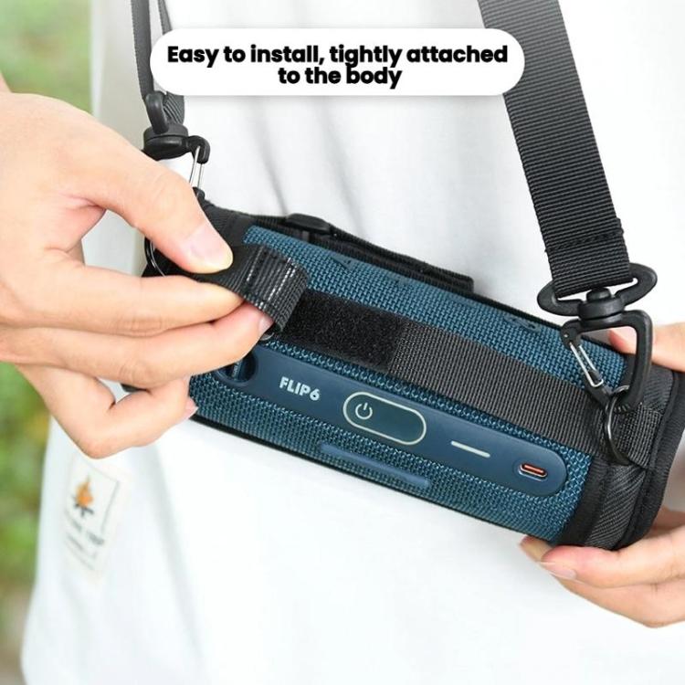 For JBL Flip 7/6 Bluetooth Speaker Portable Protective Case With Single Shoulder Strap(Black) - Protective Case by buy2fix | Online Shopping UK | buy2fix