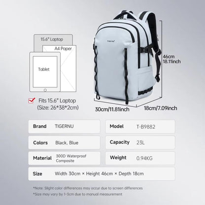 Tigernu Large Capacity Sports & Travel Backpack 15.6 Inch Lightweight Business Laptop Bag(Black) - Backpack by Tigernu | Online Shopping UK | buy2fix