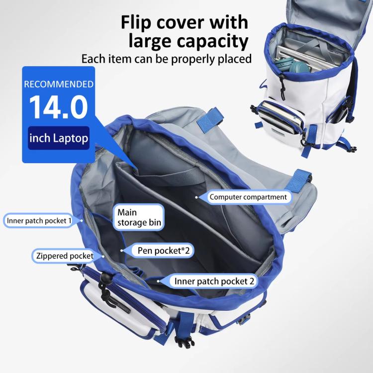 Tigernu Detachable Split Design 2-In-1 Backpack 14-Inch Laptop Bag With Flip-Top For Travel, Work & Daily Use Blue Magnetic - Backpack by Tigernu | Online Shopping UK | buy2fix