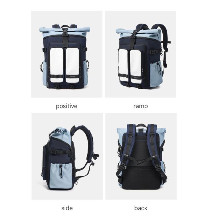 Tigernu Unisex Waterproof Travel Backpack Roll-Top Expandable Design with 15.6-inch Laptop & Tablet Compartment(Sky Blue) - Backpack by Tigernu | Online Shopping UK | buy2fix