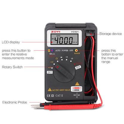 ZOYI VC921 Pocket Portable Auto-Ranging Digital Multimeter(Gray) - Digital Multimeter by ZOYI | Online Shopping UK | buy2fix